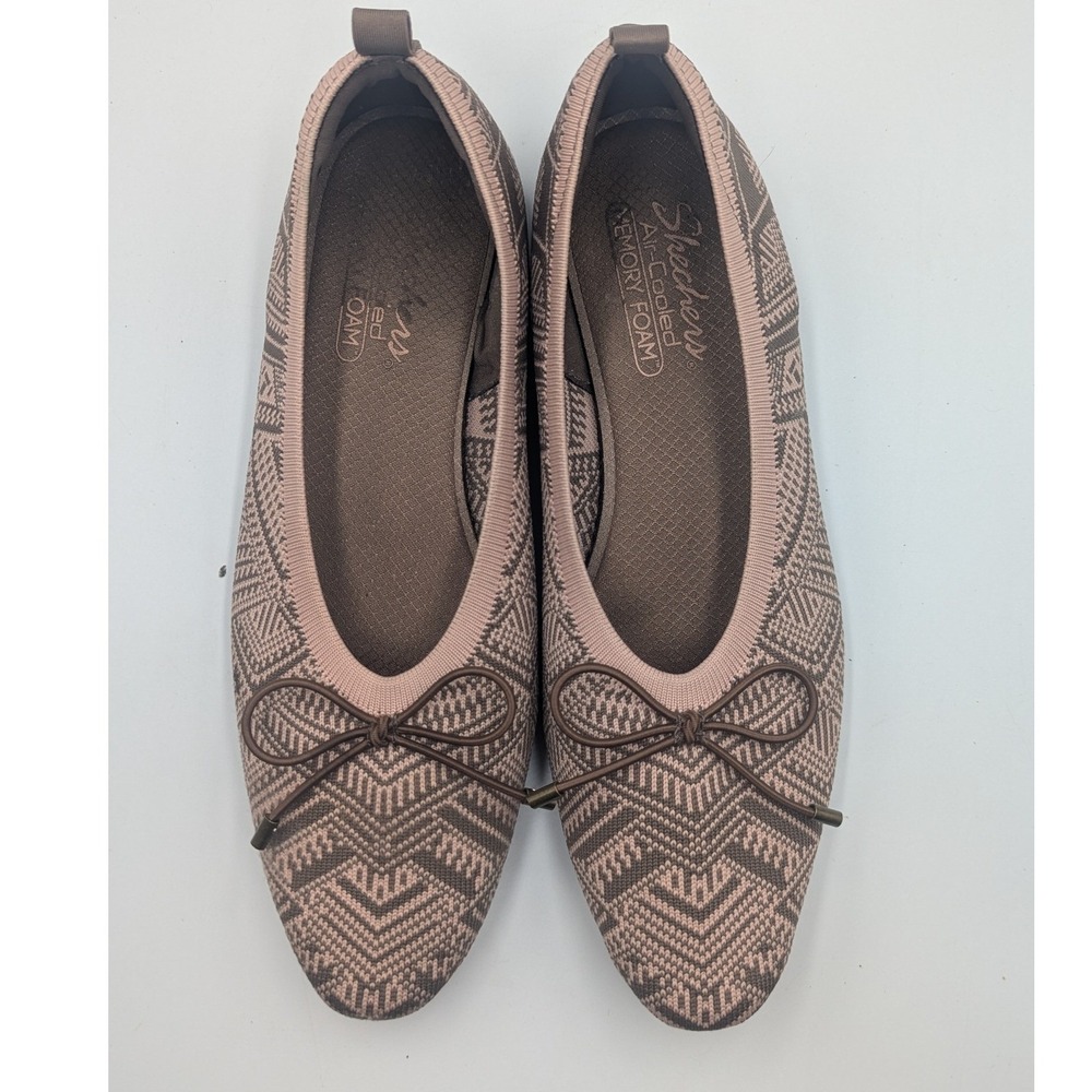 Skechers Cleo 2.0 Love Spell Ballet Flats Mauve Mocha Geo Print Size 11